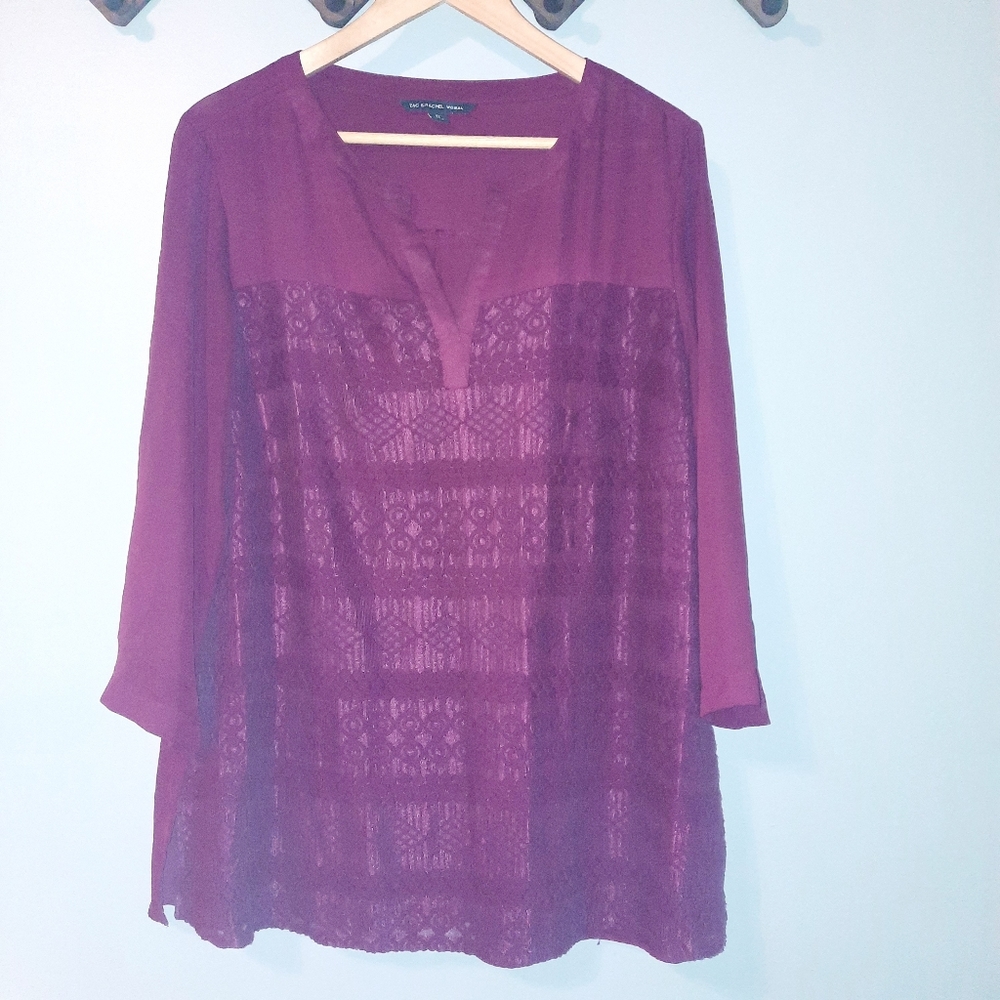 Zac & Rachel Lace Panel Blouse, Sz 2X